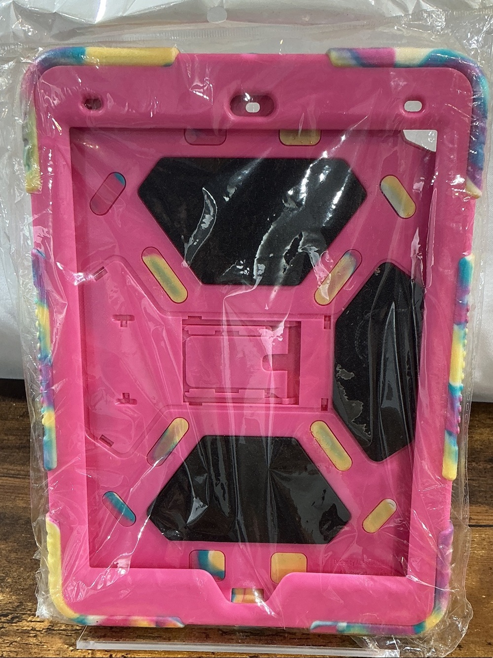 iPad Air 5th/6th genera Pink Multicolor-Trim Tablet Case with Built-In Kickstand